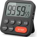 LIORQUE Digital Kitchen Timer with Loud Alarm and Large LCD Display, Magnetic Countdown Timer with Clock & Stopwatch Functions, 3-Level Volume Adjustment, Foldable Stand (Battery Included)