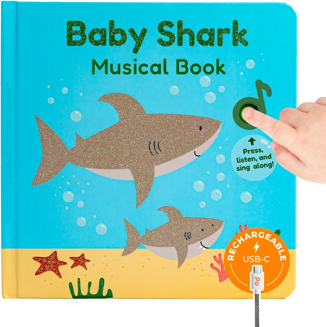 Cali's Books Baby Shark Music Book for Toddlers 1-3 Years Old - Animal Songs Musical Books, Interactive Baby Sound Book, Singing Toy for Children Girls, Learning Song Toys for Toddler Boys, 8 inches wide x 0.73 inches tall