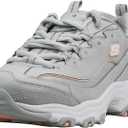 Skechers Womens D'Lites Fresh Start Memory Foam Lace-up Sneaker (6, Grey)