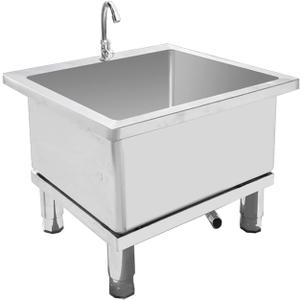 Commercial Floor Mount Mop Sink with Deep Basin & Faucet, Clog-Free Draining, Stainless Steel Laundry and Utility Sink for Restaurant, Garages, Basements/70Cm/27.6In