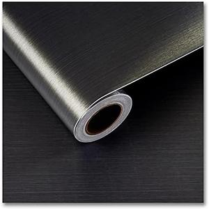CRE8TIVE Bronze Black Stainless Steel Contact Paper Self Adhesive 24"x118" Wide Brushed Metallic Wallpaper Stick and Peel Rust Resistant Vinyl Roll for Kitchen Refrigerator Dishwasher Stove Appliances