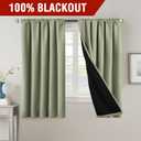 H.VERSAILTEX 100% Blackout Curtains for Bedroom with Black Liner Full Room Darkening Curtain 63 Inch Long Thermal Insulated Back Tab/Rod Pocket Window Treatment Drapes for Living Room, 2 Panels, Sage