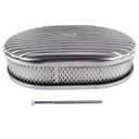 TEKKOAUTO 12" Oval Full Finned Air Cleaner Polished Aluminum Replacement for 5-1/8” Carburetors