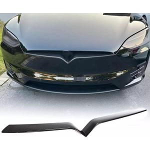 Front Grille Insert Trim Compatible With Tesla Model X 2020 2019 2018 2017 2016 Front Center Mesh Grille Grill Cover(Carbon Fiber)