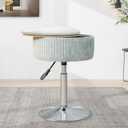 Velvet Vanity Stool for Makeup Room, Round Storage Ottoman Height Adjustable Vanity Chair, 360 Swivel Footrest for Living Room Bedroom, Grey (13 inches, Velvet-grey)