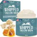 Beef Tallow Balm  Natural Grass Fed Whipped Tallow and Honey All Purpose Balm  Moisturizing Face and Body Lotion for Eczema, Cracked, Dry, Itchy, Irritated Skin  Skin Repair Skincare Made in USA