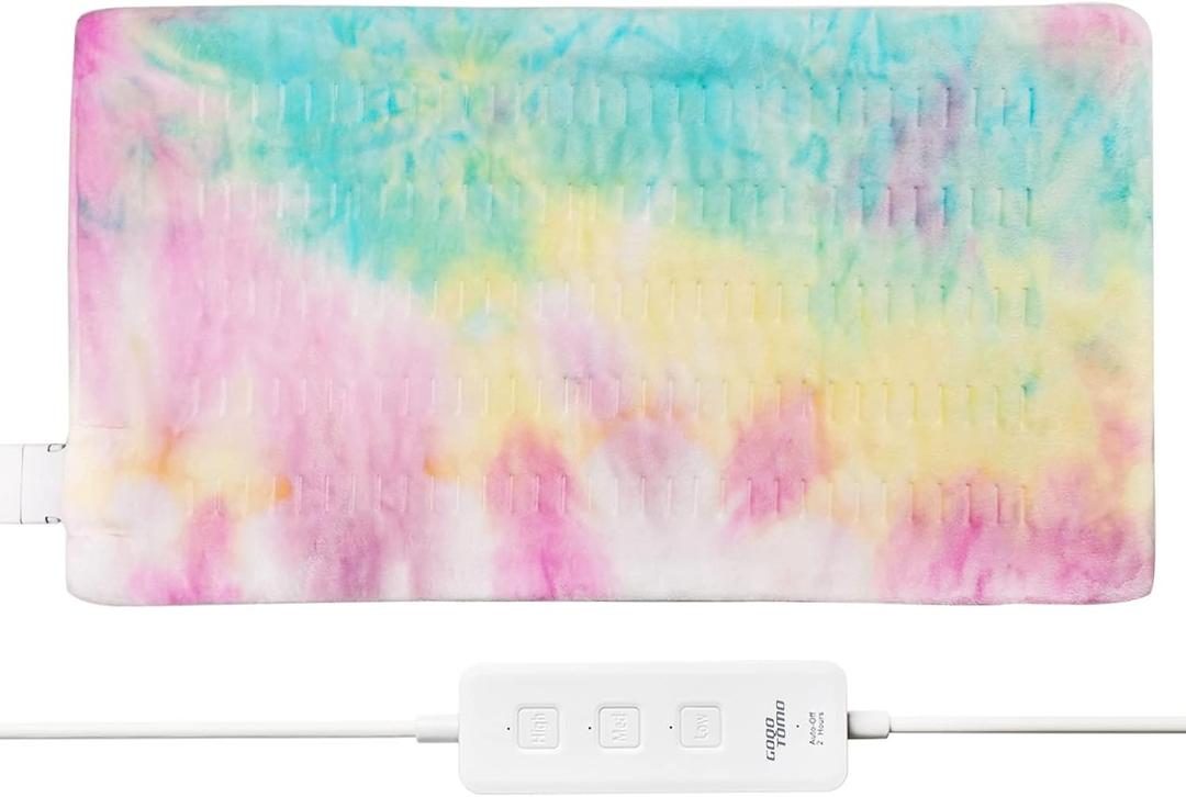 GOQOTOMO Electric Heated Pad for Back/Waist/Abdomen/Shoulder/Neck Pain and Cramps Relief - Moist and Dry Heat Therapy with Auto-Off Hot Heating Pad by-Rainbow