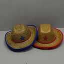 Funny Party Hats Cowboy Party Hats - 9 Straw Cowboy Hats - Medium - Red, Blue - Costume Headwear - For children, cowboy party participants