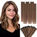 Hairro 6PCS 6 Clips In Short Hair Extensions Remy Real Human Hair Clip Ins Mini Clip On Hairpin Hairpieces For Women 31g 10 Inch #2RP6