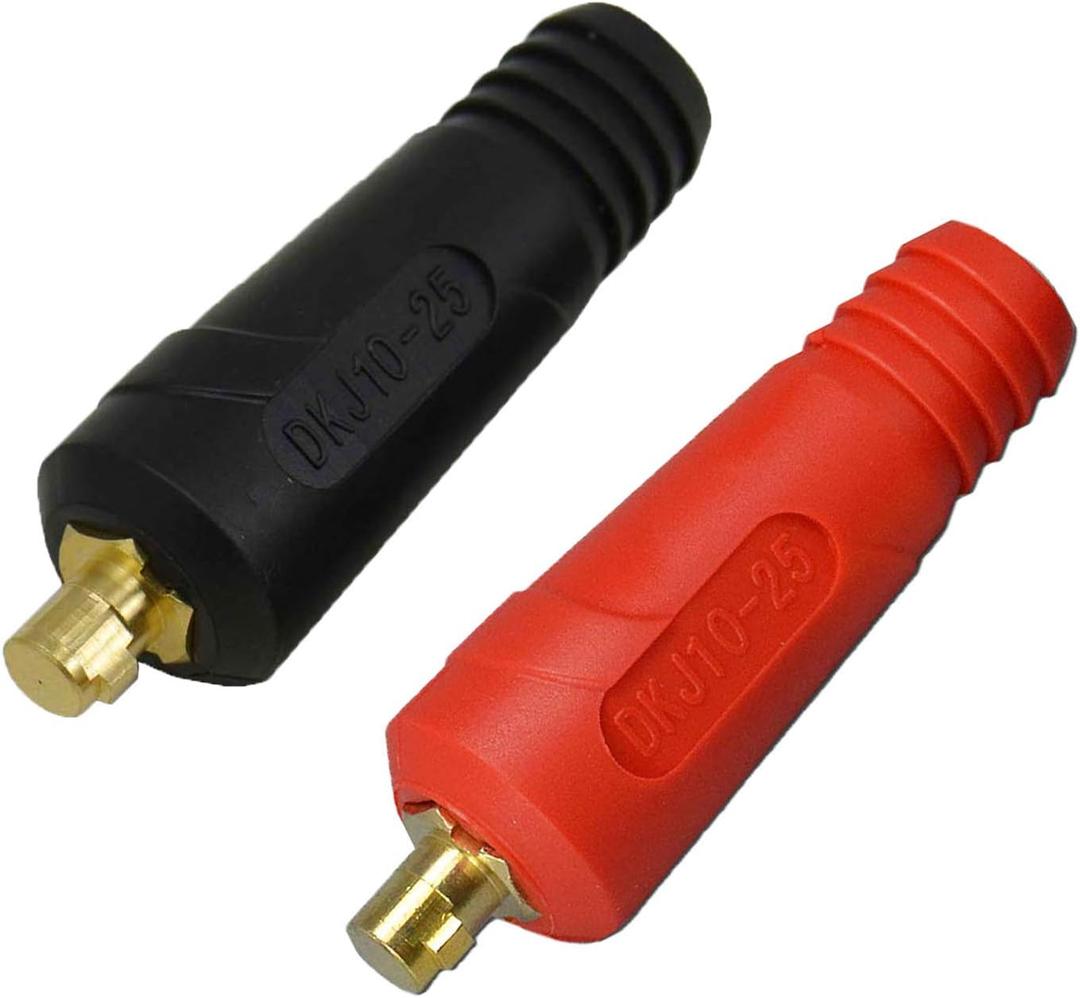 RIVERWELD TIG Welding Cable Panel Connector Plug DKJ10-25 200Amp with Red and Black Color Dinse-Style Quick Fitting 2pcs