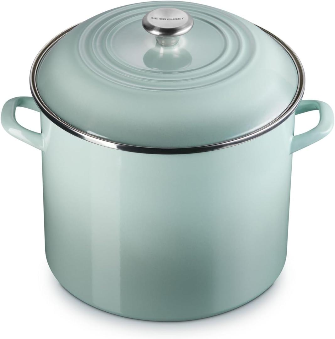 Le Creuset Enamel on Steel Traditional Stockpot, 16 qt., Sea Salt with Stainless Steel Knob