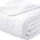 Yoofoss Muslin Blanket 100% Organic Cotton Large Twin Size 60" x 80" for Bed Couch Summer Gauze Blanket for Adults Lightweight and Breathable White