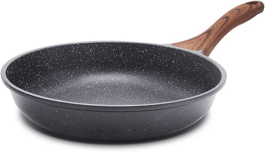 SENSARTE Nonstick Frying Pan Skillet, Swiss Granite Coating Omelette Pan, Healthy Stone Cookware Chef's Pan, PFOA Free (8/9.5/10/11/12.5 Inch) (9.5 Inch) (9.5 Inch, Gray)