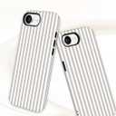 Jusy Compatible with MagSafe Striped Phone Case for iPhone 16e/17e, Cute Aesthetic Magnetic Soft TPU and Hard PC Protective Phone Cover for Women GirlsMatte - Antique White