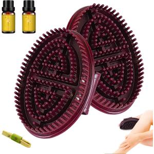 2pcs Massage Brush for Belly,Meridian Massage Brush,Meridian Brush for Belly,Full Body Relaxation Massager Brushs Tools, Full Body Spa Meridian Pressure Brushes with Essential Oils (Brown)