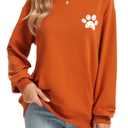 ZUNQKG Womens Paw Shirt Long Sleeve Dog Mom Sweatshirts Pocket Brown M (M)