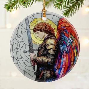 2 x Archangel Michael Ornament | Christmas Ornaments, Christmas Tree Ornaments, Holiday Decor, Warrior Angel Decor | Religious Gifts, Christian Gifts | Faithful Gift, Spiritual Guardian Gift