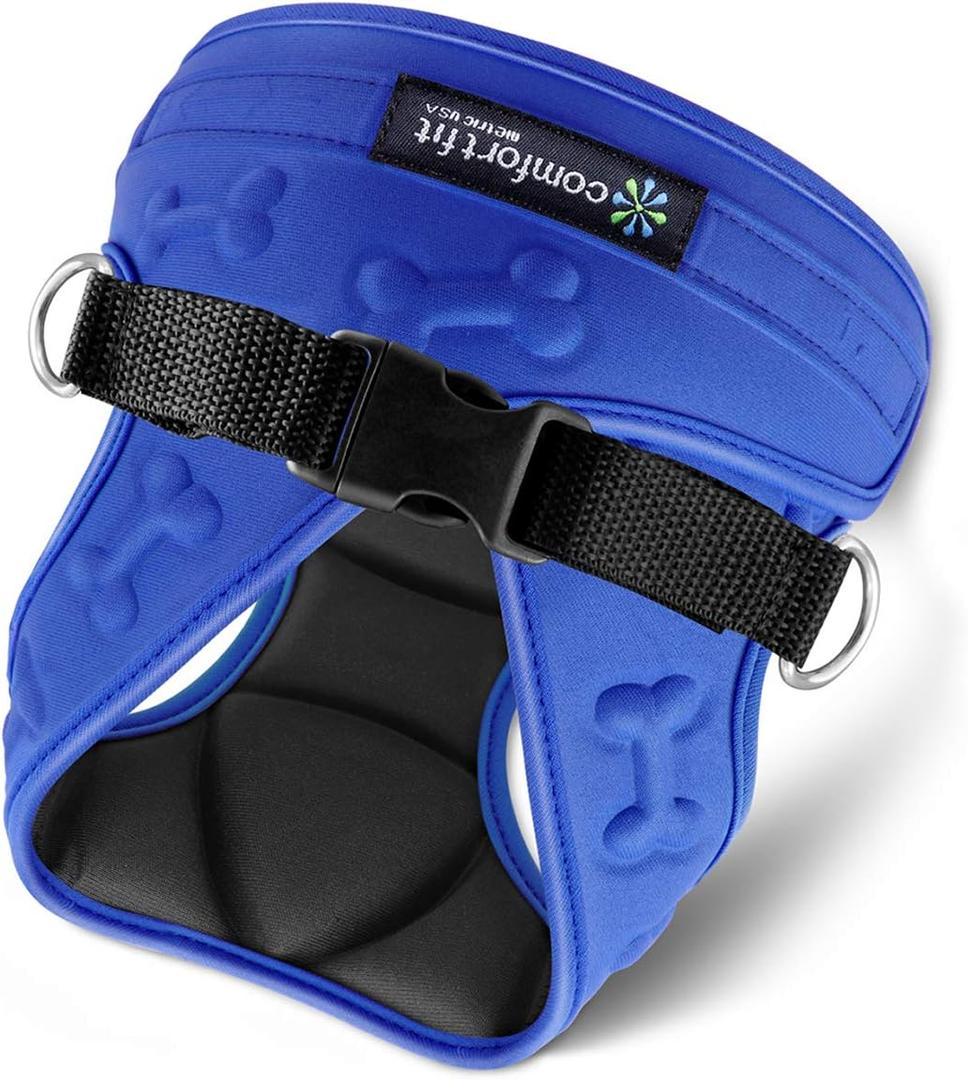 Comfort fit All Weather Step-in Dog Harness - Adjustable Small Dog Harness Medium Sized Dogs - Soft Padded Easy Walk Dog Vest Harnesses (XS (Chest 12"-14"), Blue)
