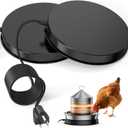 Chicken Water Heater for Winter, 110W Heated Poultry Waterer Base with Thermostat, 11 Inch Poultry Winter Deicer Heated Base with 9.8ft Power Cord, 2PCS (Black)