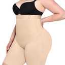 SHAPELLX Shapewear for Women Booty Lifting Shape Wear Body Shaper Tummy Control Fajas Colombianas Butt Pads Beige, Small