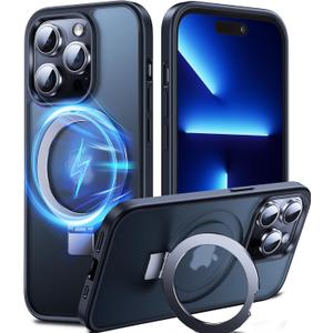 3-in-1 [Magnetic+Kickstand+Ring Holder] for iPhone 14 Pro Case Compatible with MagSafe, iPhone 14 Pro Phone Case with Stand Military Shockproof Protective Magnetic Matte Hard Cover (iPhone 14 Pro Case, Black)