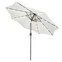 9 ft Solar Umbrella, 32 LED Lighted Patio Umbrella, Table Market Umbrella, Outdoor Umbrella for Garden, Deck, Backyard, Pool and Beach (Creamy White)