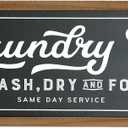 Laundry Sign for Family Laundry Room Decor Rustic Wood Frame Farmhouse Wall Art Black Signs Surface Waterproof Housewarming Gift, 19.7x7.9 inch