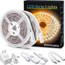 MYPLUS Under Cabinet Lighting Kit, 32.8 Ft Dimmable Led Strip Lights with 600 LEDs,12V, Low Power Safety Adapter, Flexible Tape Light for Kitchen Cabinet,Bedroom,Counter,Shelf (Warm White-3000k)