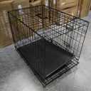 DUMOS 30 Inch Dog Crate, Foldable Puppy Small  Dog Cage Pet Kennel | Single Door Metal Wire, Plastic Leak-Proof Pan Tray, Portable Indoor Outdoor Training Travel, Small