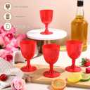 Mimorou 25 Pcs Red Plastic Wine Glasses for Wedding 5.4 oz Small Disposable Goblets with Stem, Unbreakable Plastic Drinking Glasses Drinkware Cup for Wedding Birthday Mother's Day Party Supplies