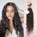 Invisible Micro Link Human hair extensions wet loose wave 50Strands dark brown #2 Curly Micro Loop Ring hair extensions 100% Remy Human Hair for women