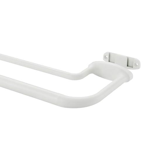 Mayrhyme Matte White Double Curtain Rods for Windows 84-134 Inches,1 Inch Adjustable Double Wrap Around Blackout Curtain Rod with Aluminum Finials and Brackets