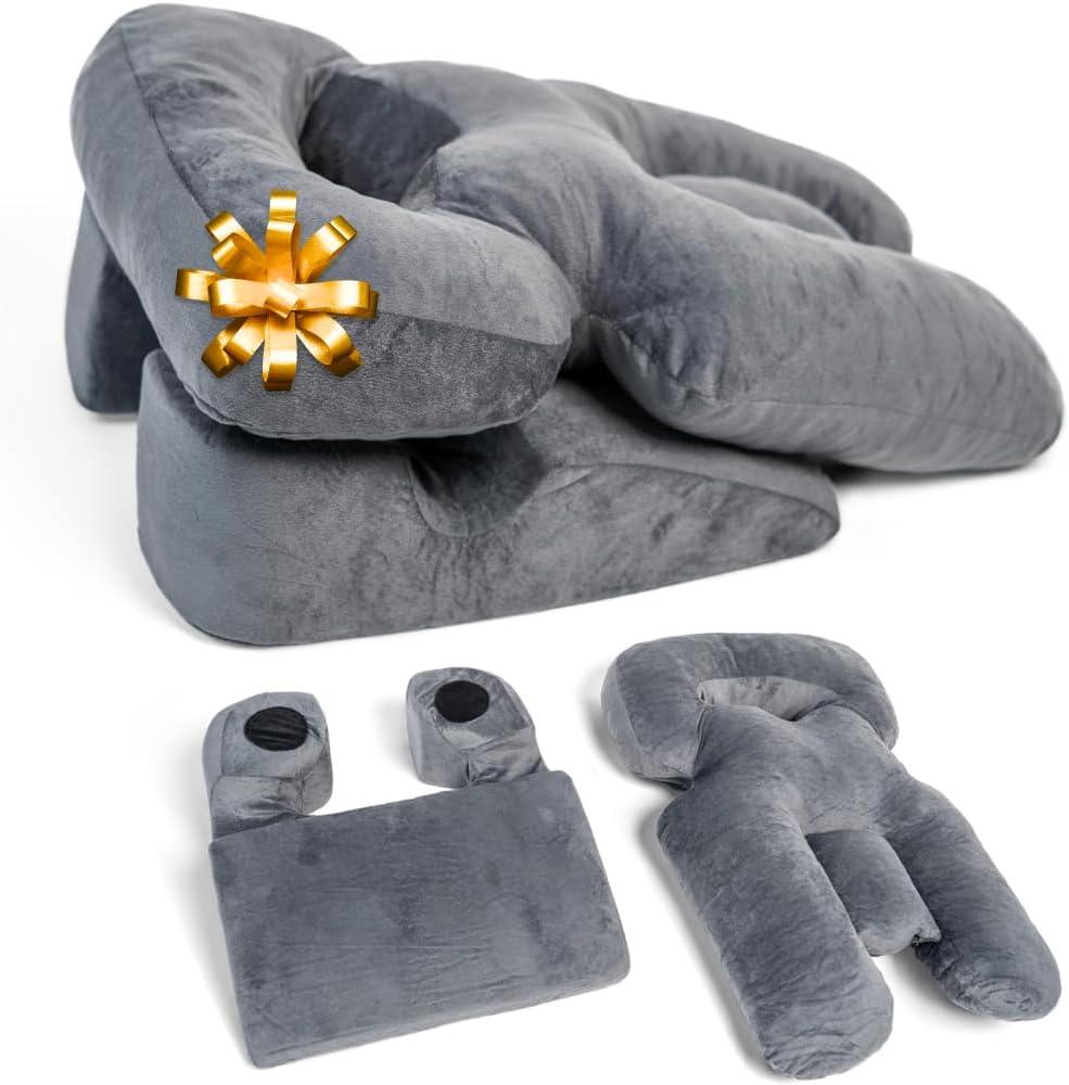 Zomaple Face Down Chair After Eye Surgery  Memory Foam, Washable Cover, & Ventilated Design  Facedown Pillow for Sleeping, BBL Equipment, Retinal & Vitrectomy Recovery (Grey)