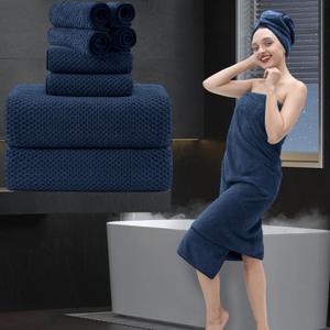 8 Piece Bathroom Towel Set Navy Blue |2 Oversized Large Bath Towels Sheet, 2 Hand Towels and 4 Washcloths| 600GSM Ultra Soft Luxury Premium Towel Set Highly Absorbent Quick Dry Hotel Towel Collection