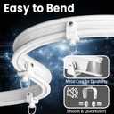 Room Divider Curtains & Flexible Bendable Tracks Set,Privacy Dividers Ceiling Track Curtain Window Blackout Curtains for Living Room Bedroom (W100 H84 in 1 Panel White Drape & White Rail 9.8 FT/3 M)