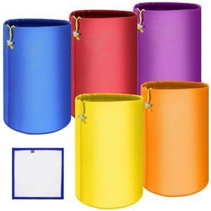 5 Pieces 5 Gallon Filter Bag Oxford Cloth for 5 Gallon Bucket, Reusable Household Food Filter Bag for Hydroponics, Gardening, Juice(25 to 220-Micron)
