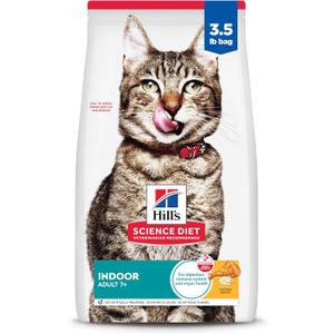 Hill's Science Diet Indoor, Senior Adult 7+, Easy Litter Box Cleanup, Dry Cat Food, Chicken Recipe, 3.5 lb Bag (3.5 Pound (Pack of 1), BBD 07/2027