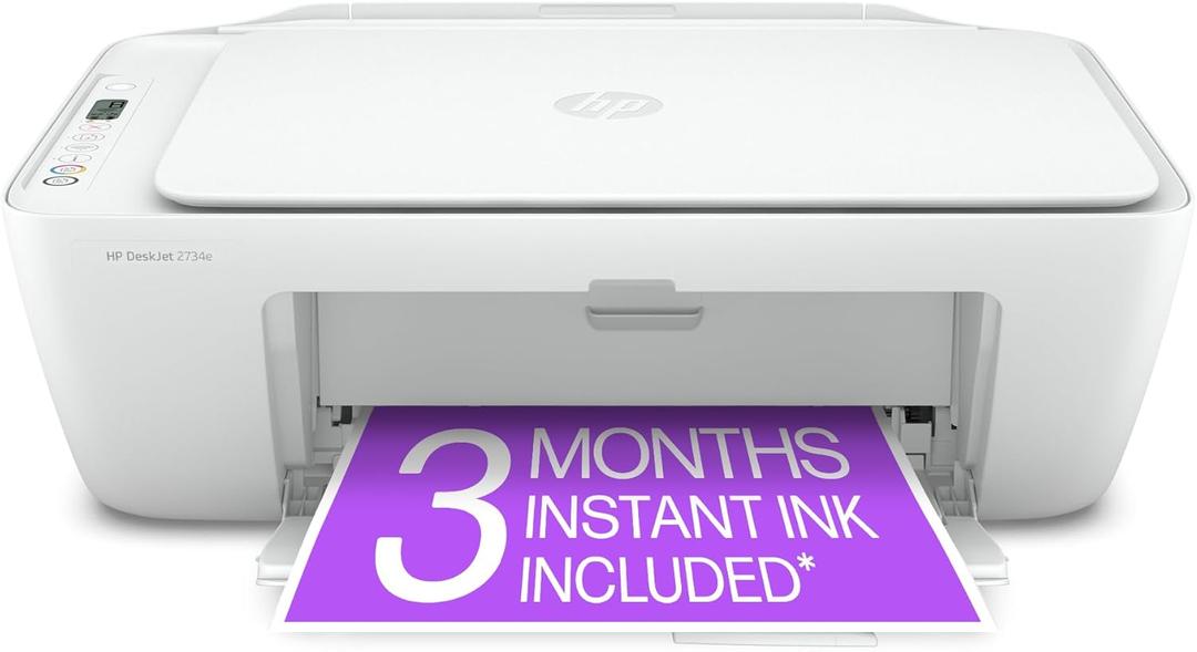 HP DeskJet 2734e Wireless Color All-in-One Printer with 3 Month Instant Ink Trial Included (26K72A), White