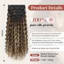 LONAI 4PC Clip in Hair Extensions, 100 Pure Protein Silk Curly Hair Extension for Women, 26 Inch Long Soft Natural Hair Extensions-Medium Brown Ash Blonde Highlight
