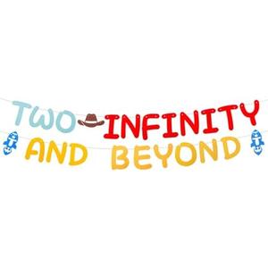 Two Infinity and Beyond Banner Cartoon Story 2nd Birthday Party Decorations Toy Inspired Game Kids 2nd Birthday Banner Party Supplies