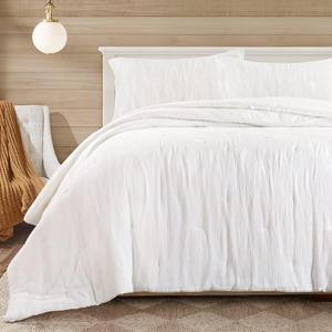Hombys 100% Cotton Muslin Oversized King 120x120, Lightweight and Breathable Down Alternative, Soft Gauze Summer Bed Comforter, Off White Reversible Fluffy Duvet Insert