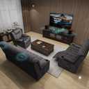 COMHOMA Loveseat Recliner Sofa,Fabric Home Theater Seating Seats,RV Manual Reclining Chair with Bluetooth Speakers,Living Room Furniture Set3+2+1