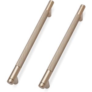 KOMOTIA 10 Pack Champagne Bronze Cabinet Pulls knurled 7-1/2 Inch Hole Centers Kitchen Cabinet Handles Drawer Pulls Cabinet Hardware