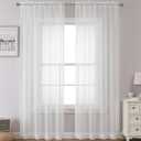 Airwill White Sheer Curtains, 96 Inches Length, 2 Panels Set, Light Filtering, Rod Pocket, Elegant Bedroom Curtains (White, 42" W x 96" L) 