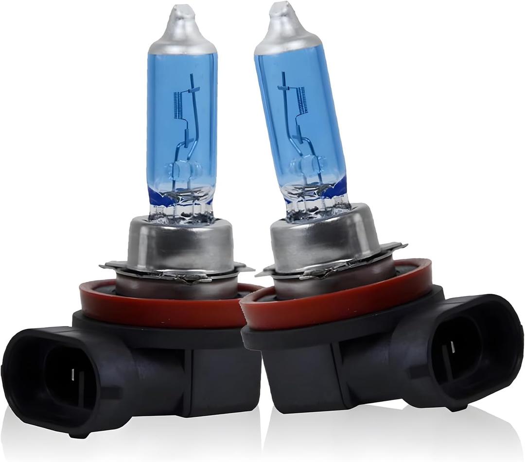 2 PCS H11 Car Halogen Bulbs, Ultra White Light Bulbs, 12V 100W Front Fog Light Bulbs, Super Bright High Beam Low Beam Bulb Auto Lights Universal for Most Cars, Trucks, SUVs (White)