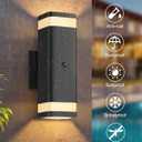 RAYVO Motion Sensor Outdoor Lights 2 Pack, Modern Dusk to Dawn Exterior Lighting Fixtures Up and Down Sconce with Black Finish, Waterproof Wall Mount Lighting for Porch Garage, Bulbs Included