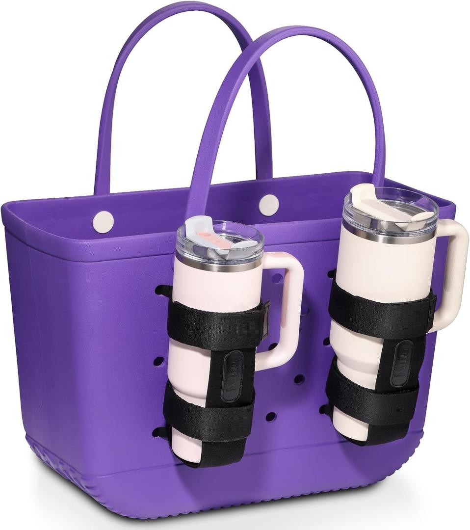 OUTXE 2 Pack Bogg Bag Cup Holder for Stanley, Large Drink Holder Compatible with All Bogg Bag, Adjustable Cup Holder Attachment, 40 oz Water Bottle Accessories for Simply Southern Bogg Bag