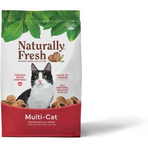 Naturally Fresh Cat Litter Made from Walnut Shells, Unscented, Multi-Cat, Upcycled, Low Dust, Sustainable, 30 Lbs