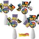 Yoaokiy 24pcs 90s Party Decorations, 90s Centerpiece Sticks, Table Toppers, Photo Booth Props, Multi Color, Yellow, Blue, Purple, Retro 90s Elements, Music Themed Birthday Party Decor