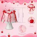 Shappy Cherry Bow Cake Decoration Pink Fake Cake with Realistic Artificial Cherries Toppers and Bows Coquette Room Decor for Birthday Wedding Bridal Shower Party Supplies Dessert Display Photo Props